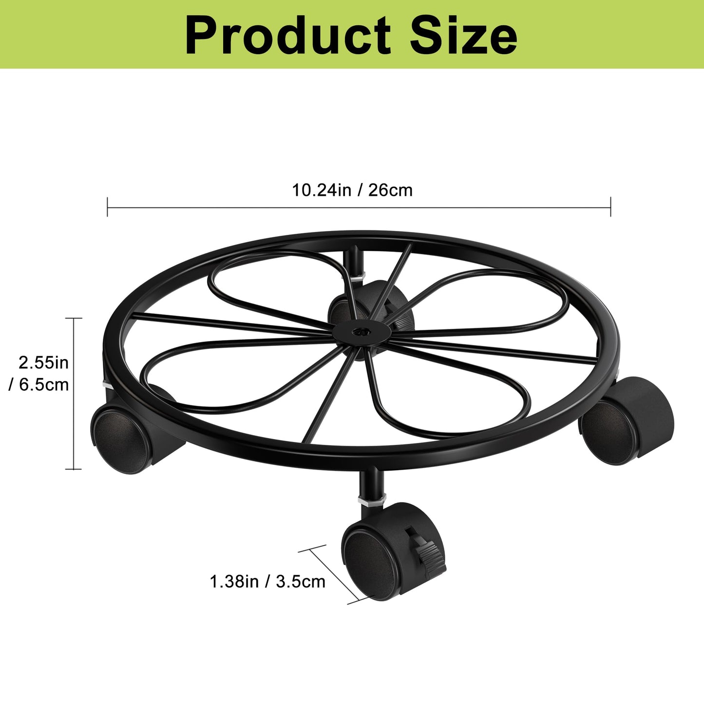 Chinpakden 2 Pack Rolling Plant Stands with Wheels - 10.24" Plant Caddy, 360 °Rotatable and Lockable Plant Rollers, 80LB Weight Capacity, Plant Tray with Casters for Indoor Outdoor Wine Cellar.