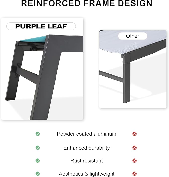 PURPLE LEAF Outdoor Lounge Chairs Aluminum Chaise Lounge Set of 2 Patio Chaise