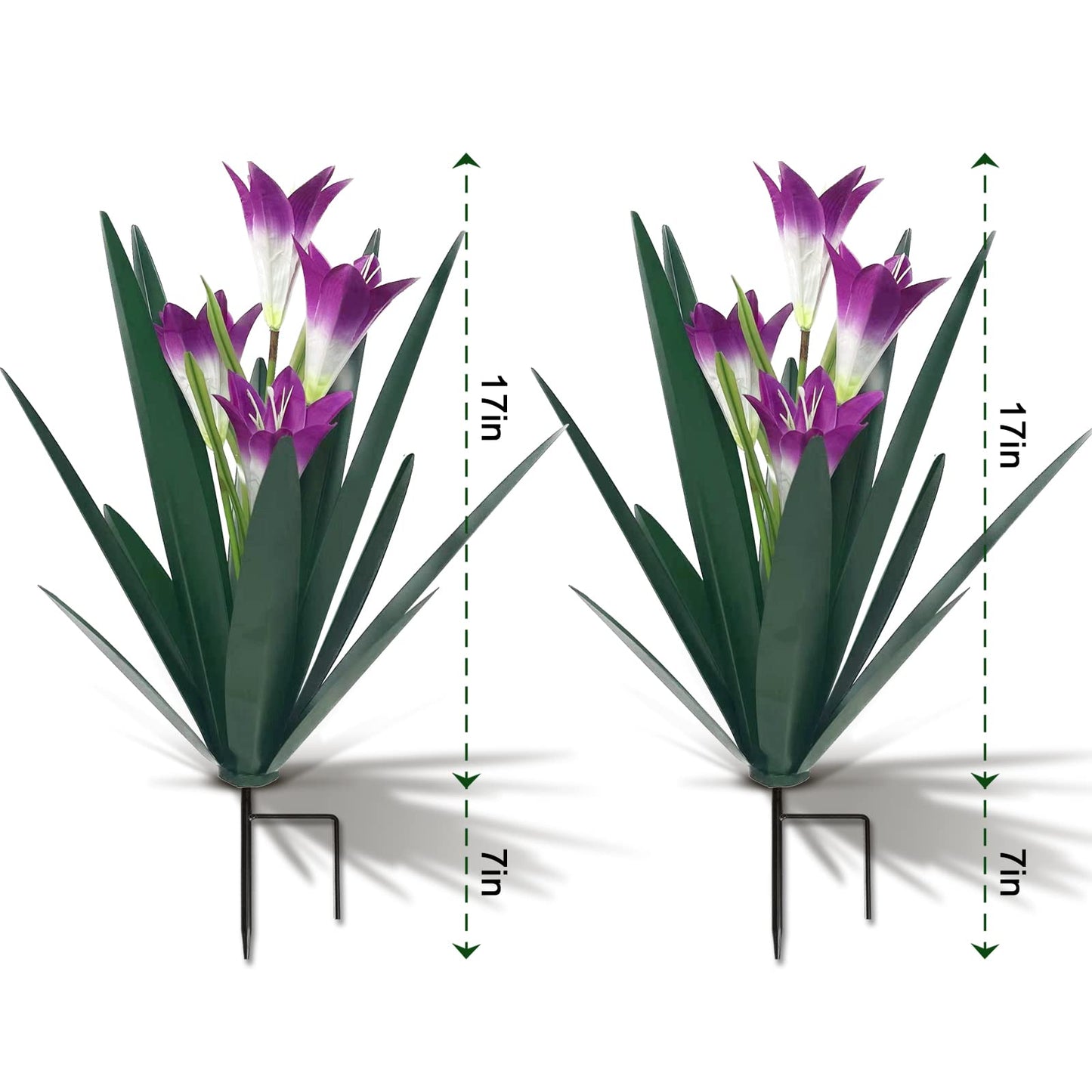 Homight Metal Agave Plant Outdoor Decoration Lily Mexican Yard Art Garden Gift Home Decor Hand Painted Metal Agave Garden Yard Statue, Outdoor Lawn Ornaments (2 Big Purple Lilies)