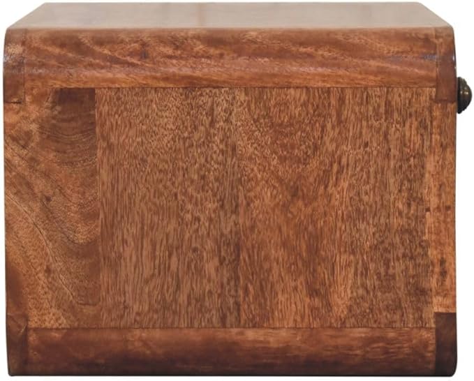 Furniture Solid Wood Curved Honey Caramel Wall Mounted Bedside