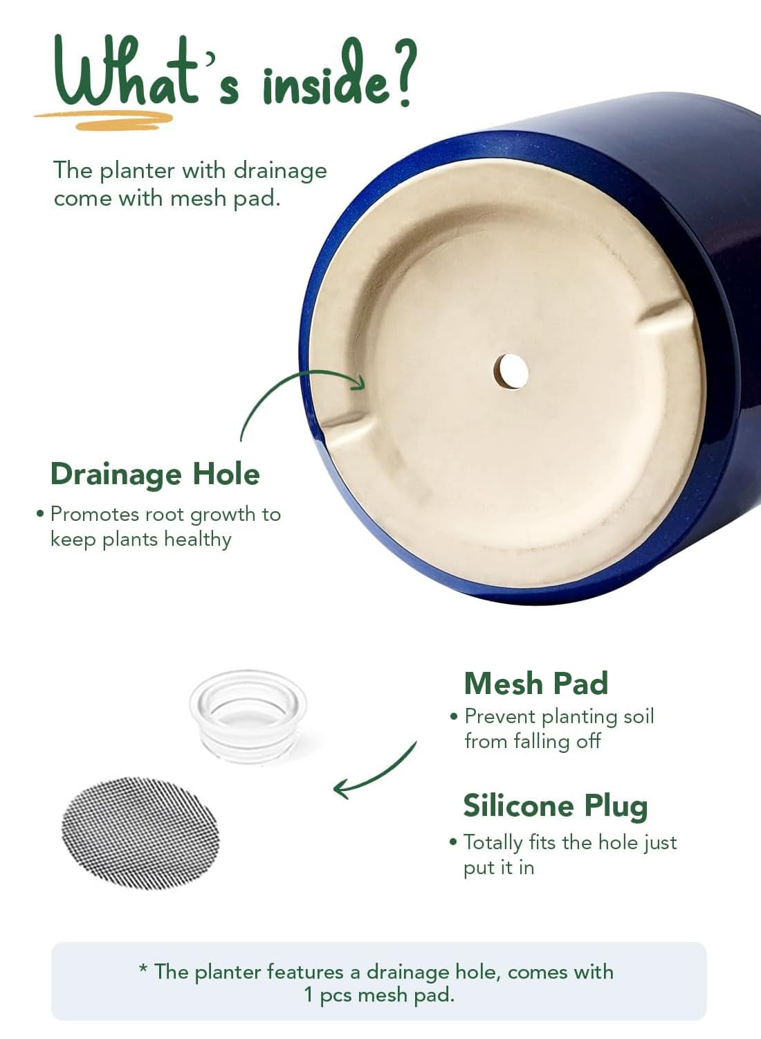 LE TAUCI 12 Inch Pot for Plants, Ceramic Planters for Indoor Plants, Mid-Century Modern Cylinder Flower Pots with Drainage Hole, Fits Fiddle Leaf Fig & Monstera, Home Decor, Midnight Blue