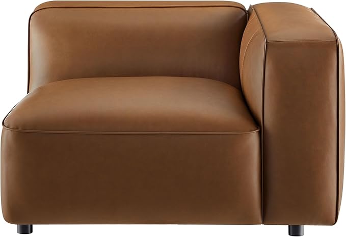 Modway Auren Vegan Leather Right Modular Armchair in Coffee