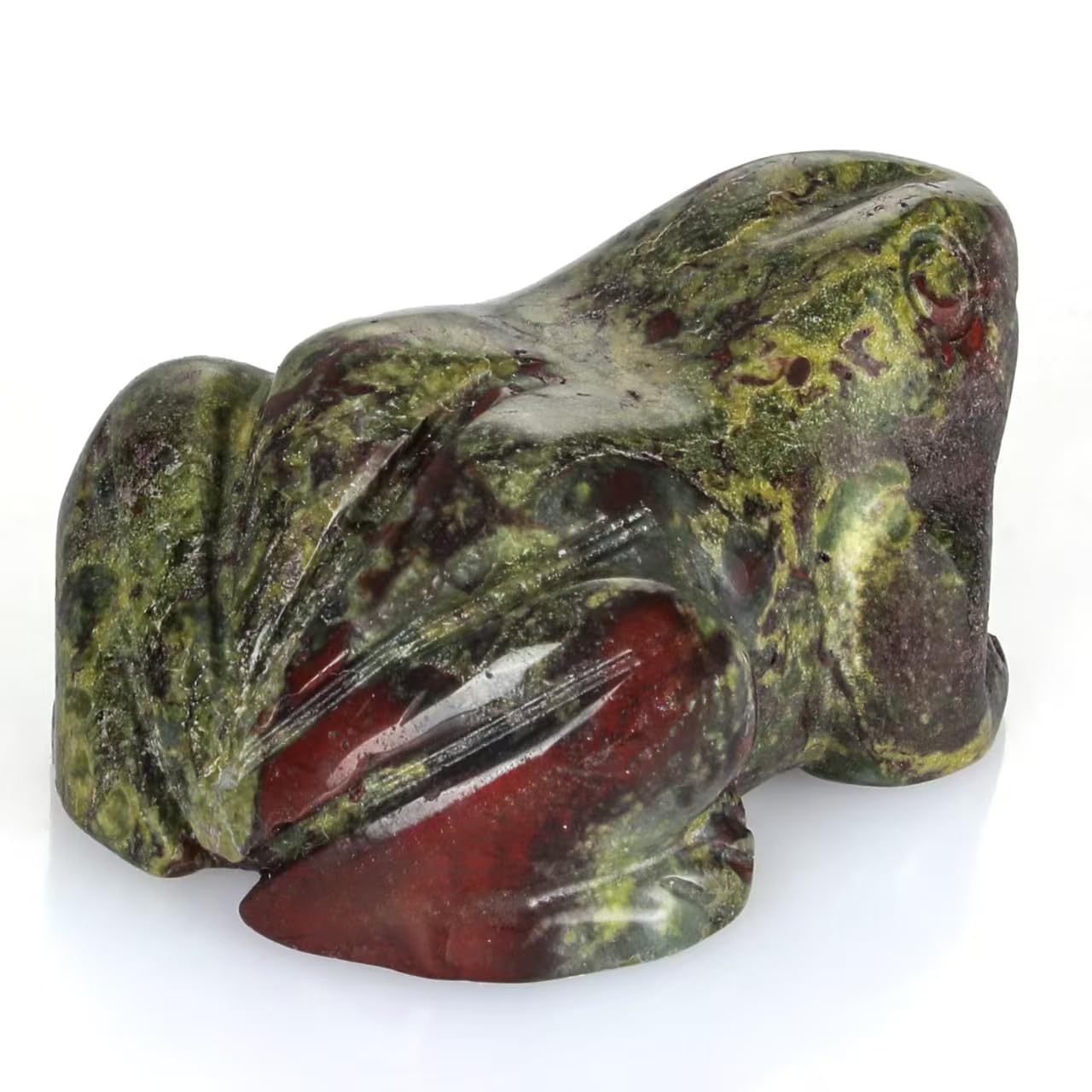 Bosfante 2" Dragon Blood Stone Frog Statue for Vitality & Strength,Frog Figurine for Transformation,Fertility & Abundance,Frog Decor for Homes & Offices