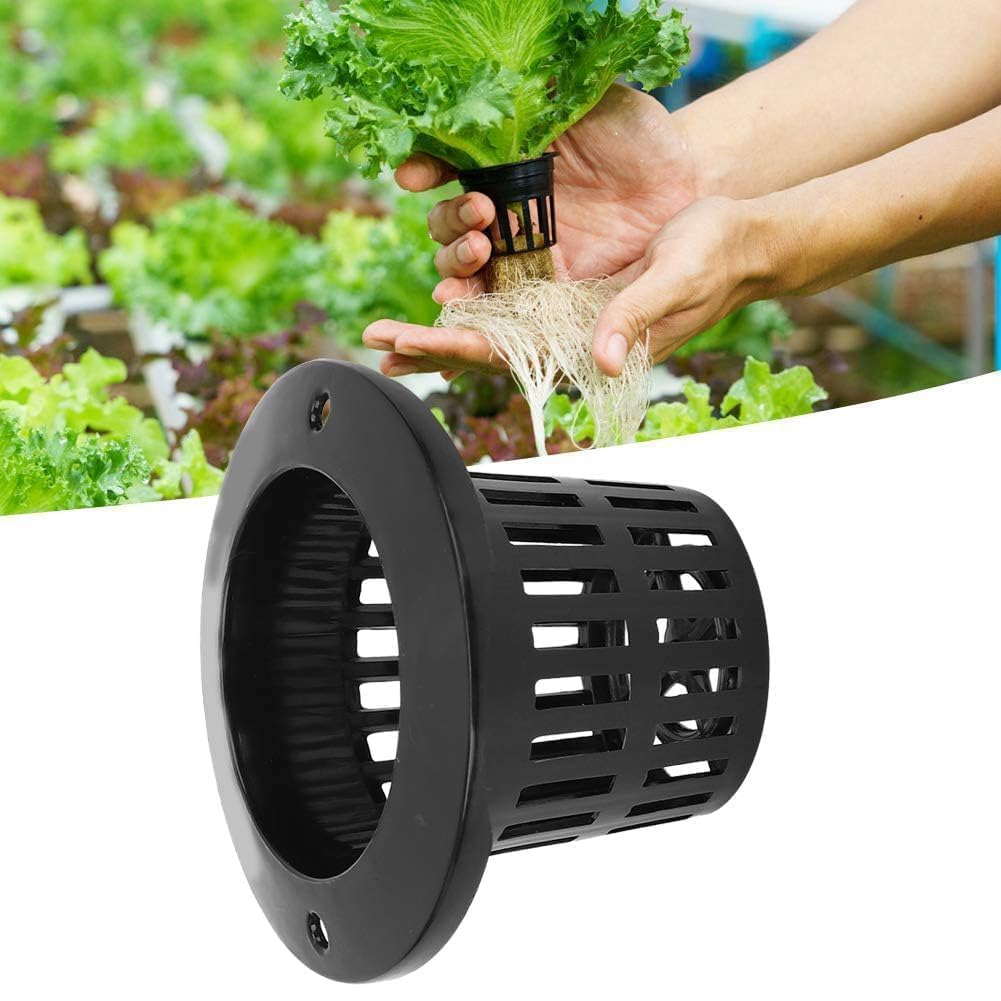 Cyrank Net Pots for Hydroponics, 50PCS Net Pots Hydroponic Cups Slotted Mesh Net Pots Small Hydroponic Cups with Thin Lip and Slotted Sides Garden Slotted Mesh Net Cups Mesh Pot Cups(Black)