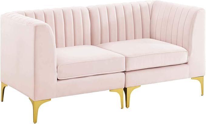 Modway EEI-4346-PNK Triumph Channel Tufted Performance Velvet Loveseat