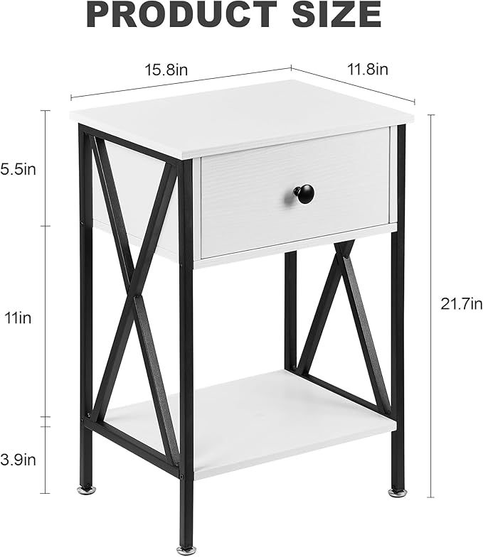 VECELO Nightstands Set of 2, Modern Bedside End Tables, Night Stands