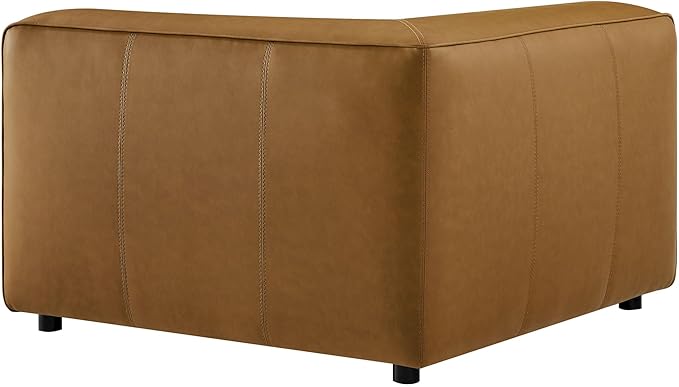 Modway Auren Vegan Leather Corner Modular Chair in Camel
