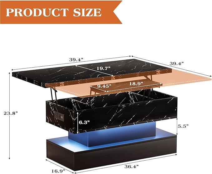SYESWAY 39.4" Lift Top Coffee Table