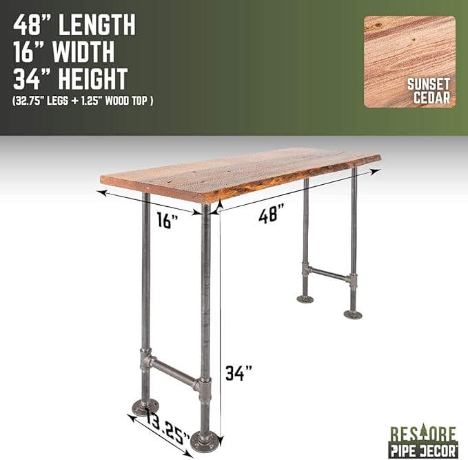 Restore by Pipe DÉCOR Live Edge Wood Console Table 48 in. x 16 in. x 34 in.