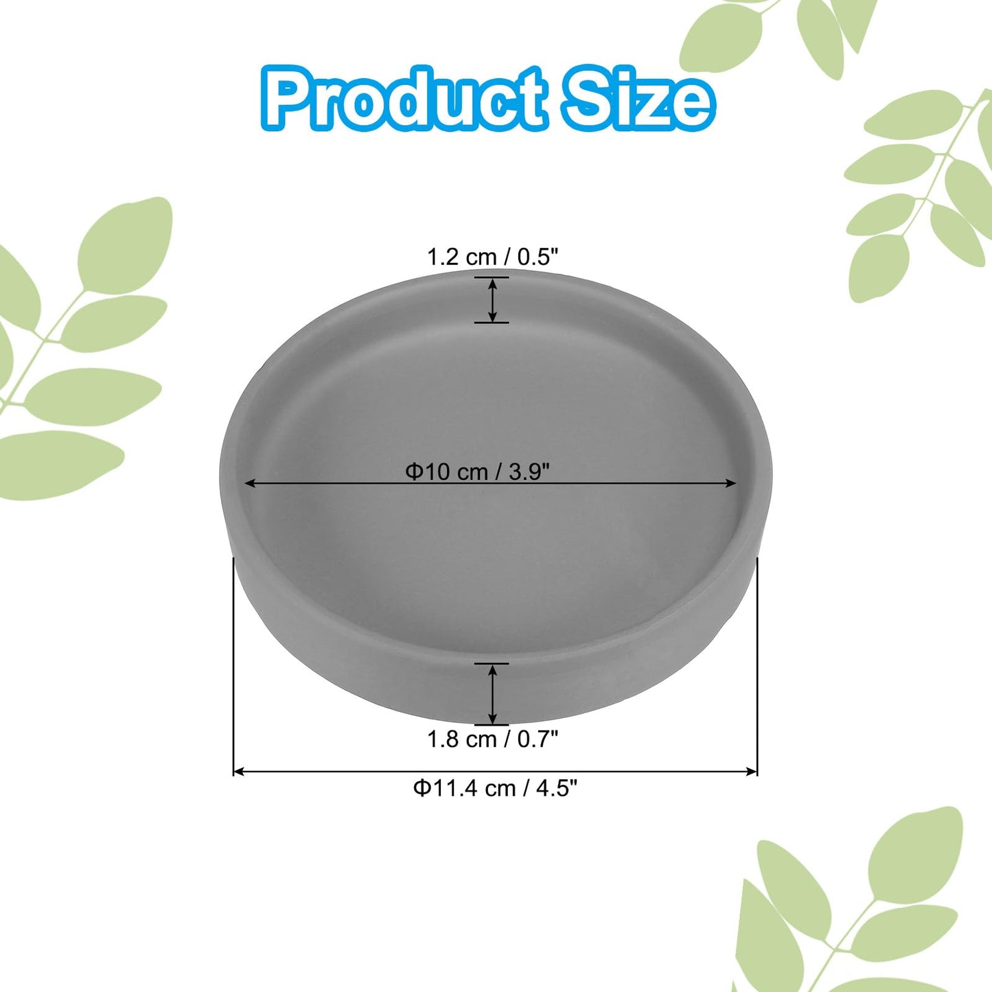 PATIKIL 4.5 Inch Round Ceramic Plant Saucer, Plant Saucer Tray Flower Planter Drip Tray for Indoors Outdoors Patio Balcony, Dark Gray