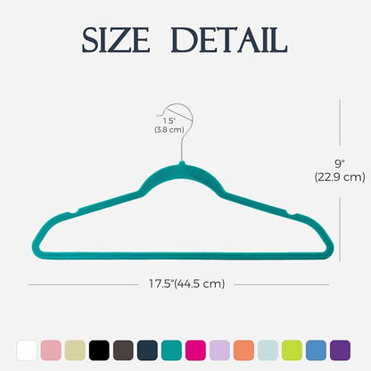 HOUSE DAY Mint Green Velvet Hangers 60 Pack, Non Slip Clothes Felt Hanger Heavy Duty for Coat, Premium Slim Space Saving Suit Hangers for Closet Organizer, 360° Rotating Silver Hook