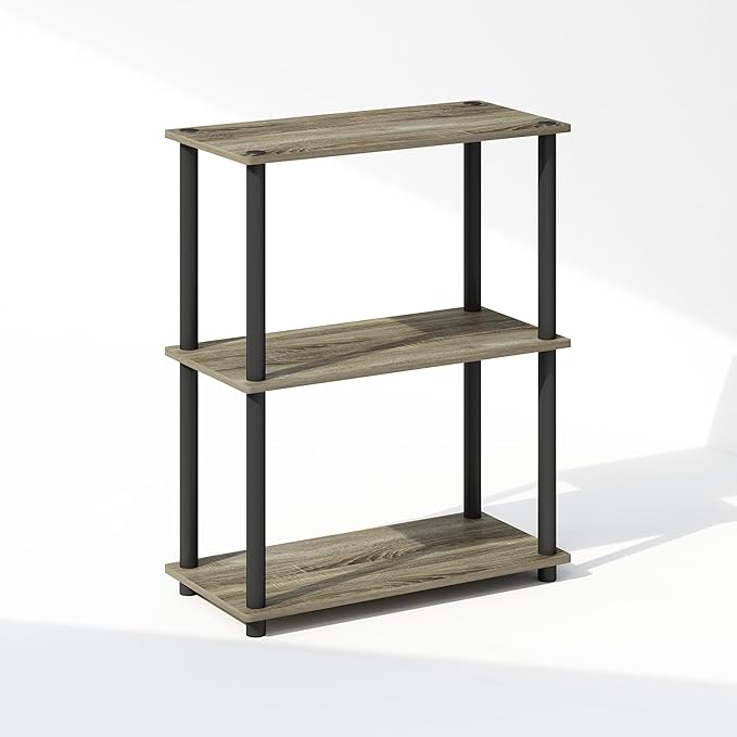 Furinno Turn-N-Tube Book Shelf, 3-Tier Bookshelf, Bookcase