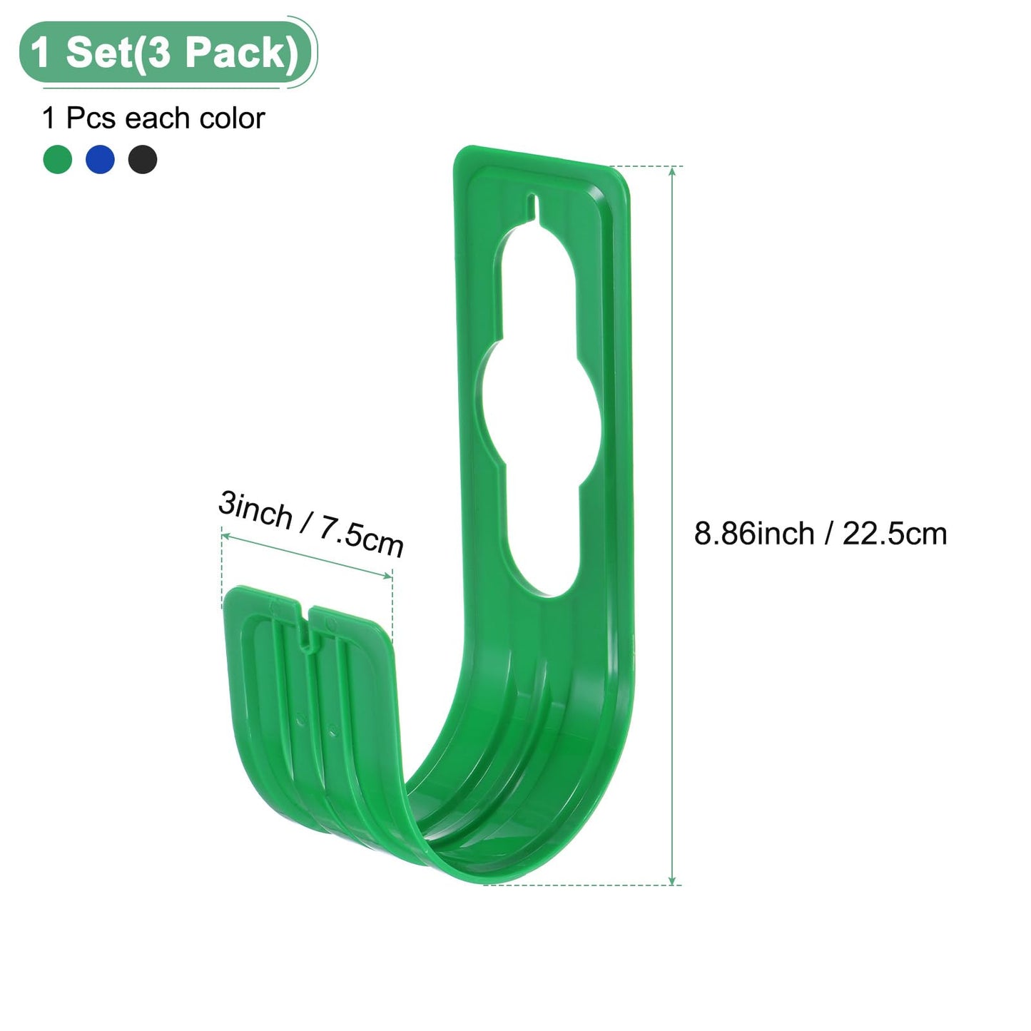 M METERXITY 3-Pack Garden Hose Hanger, ABS Plastic Water Hose Holder Wall Mount for 150 Feet Garden Watering Tube Hoses Storage, Expandable Outside Pipe Reel Hanging Hooks [3 Colors In]