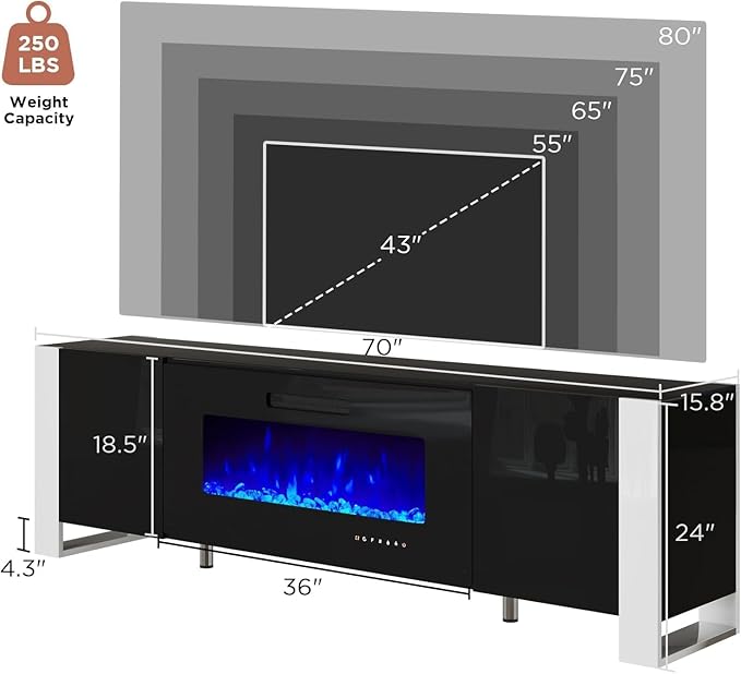 AMERLIFE Modern 3-Piece Wall Unit Entertainment Center Set