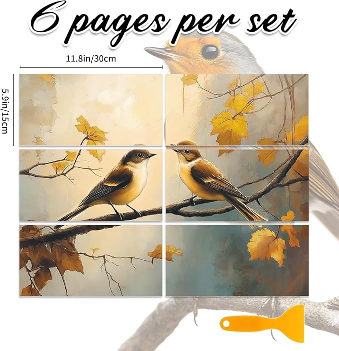 6 Sheets Birds Rub on Transfers