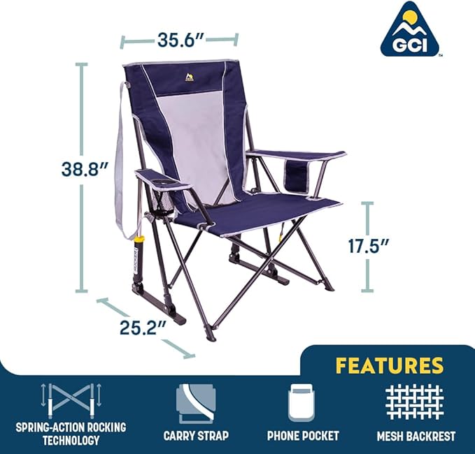 GCI Outdoor Comfort Pro Rocker Collapsible Rocking Chair & Outdoor Camping Chair