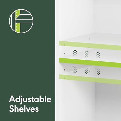 Furinno Reed Closet Organizers and Storage, 5-Tier Closet Organizer, Open Shelf Closet Storage, for Wardrobe, Bedroom, Living Room, White