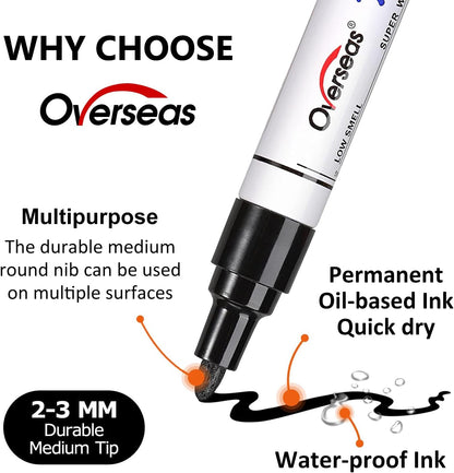 Overseas 48 Green Paint Pens, Oil Based Permanent Markers Set - Quick Drying, Waterproof, Fade-Resistant, Medium Tip Paint Markers Bulk for Wood, Metal, Rock, Ceramic, Plastic, Canvas, Glass, Rubber