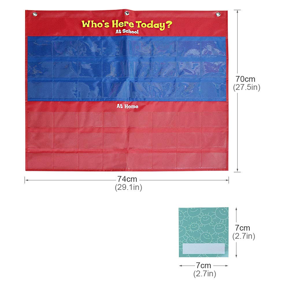 amzoya Attendance Pocket Chart with 72 Student Cards-Classroom Behavior Tracker for Perschool to Elementary,Pocket Chart for Classroom…