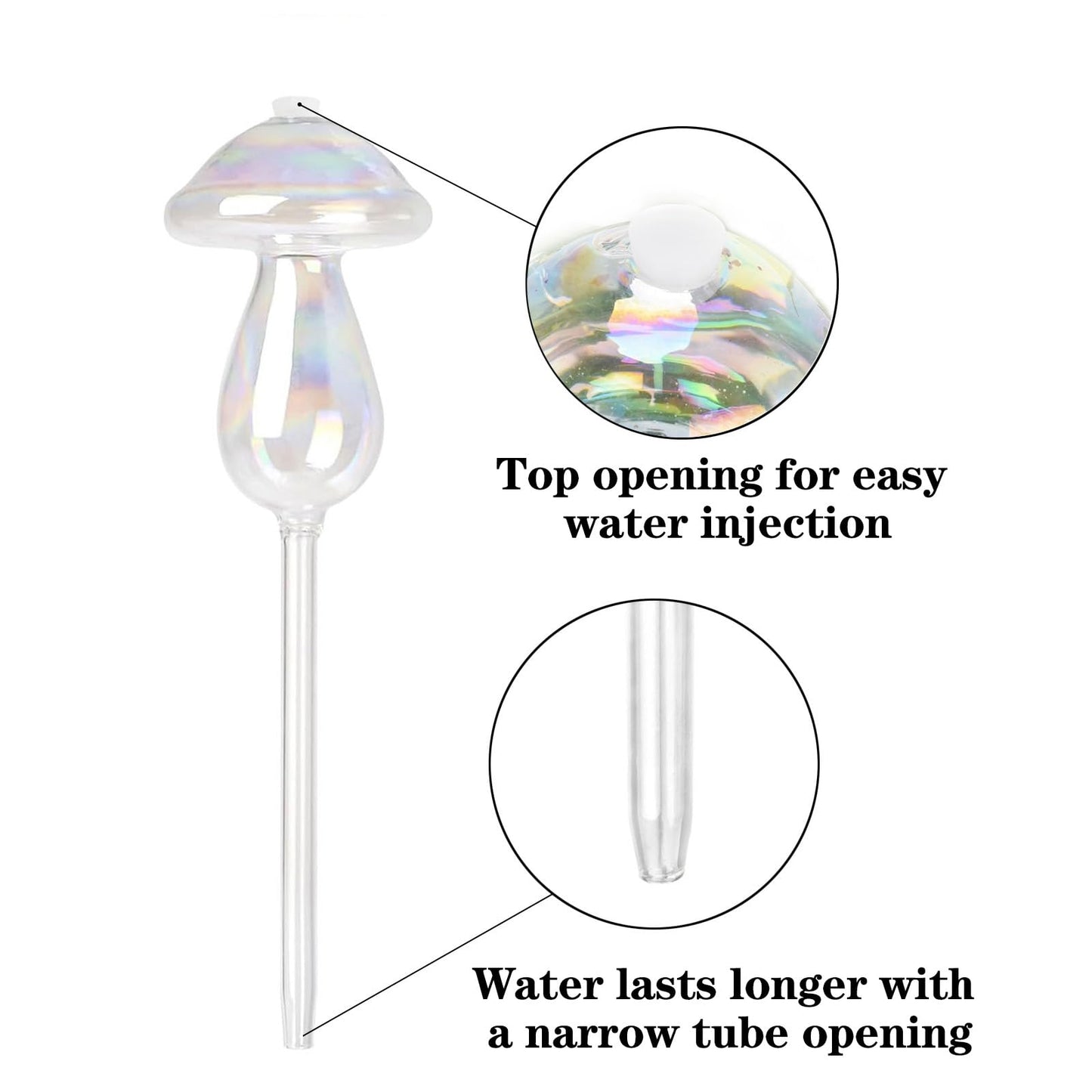 Vodhord Plant Watering Globes 4 Pack, Self Watering Planter Insert, Mushroom Self Watering Globes for Indoor & Outdoor Plants, Top-Fill Watering, Watering Bulbs Made from Hand-Blown Durable Glass