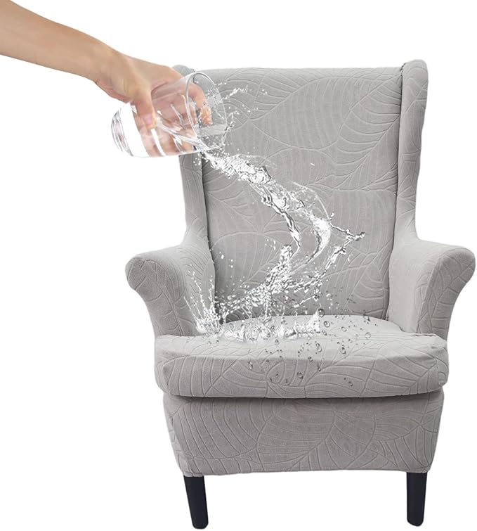 HAOYONG Waterproof Wing Chair Slipcovers Stretch Wingback Chair Covers 3 Pieces