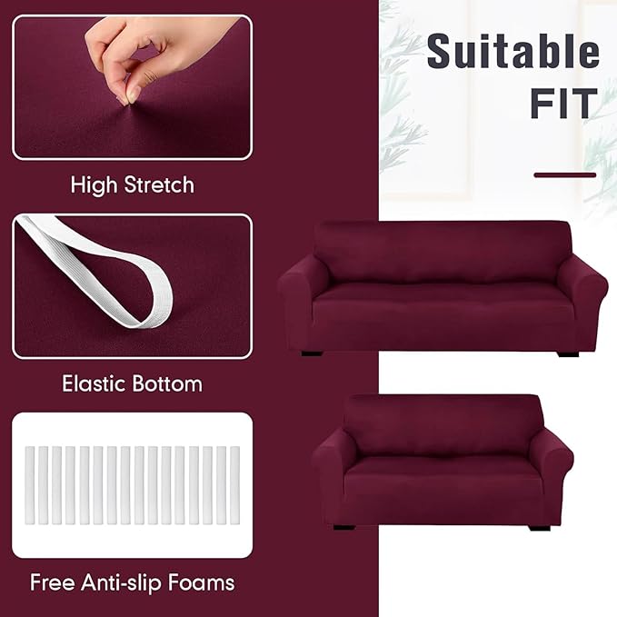 Peryiter 2 Pcs Sofa Covers Couch and Loveseat Covers Set Stretch Sofa Slipcover