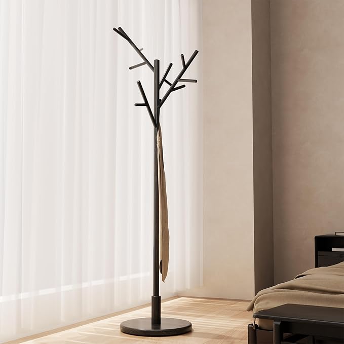 Muwuele Coat Rack, Solid Wood Coat Rack Freestanding
