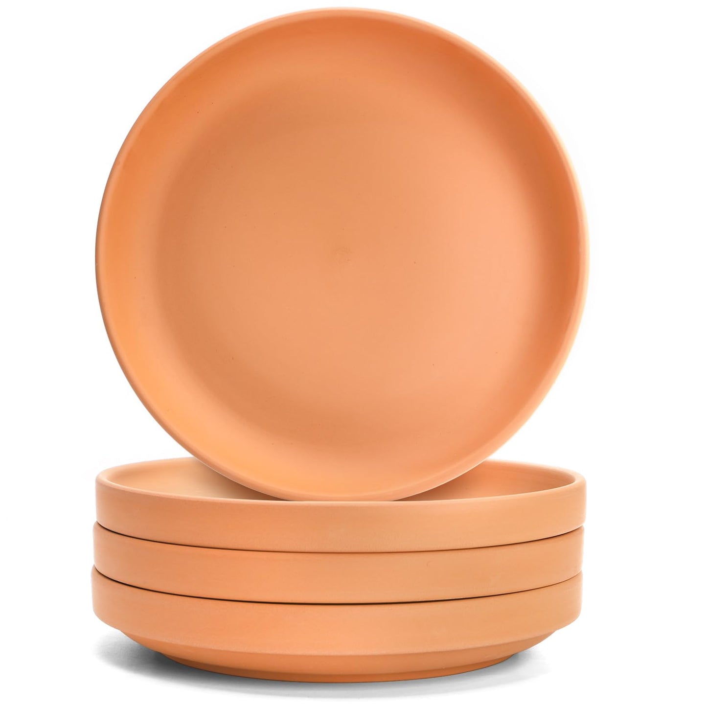 Suwimut 4 Pack Terracotta Plant Saucer Pots Tray, 9 Inch Large Round Planter Saucers for 8 Inch 8.5 Inch 9 Inch Flower Pot with Drainage Hole, Clay Drip Tray for Indoor & Outdoor Plants