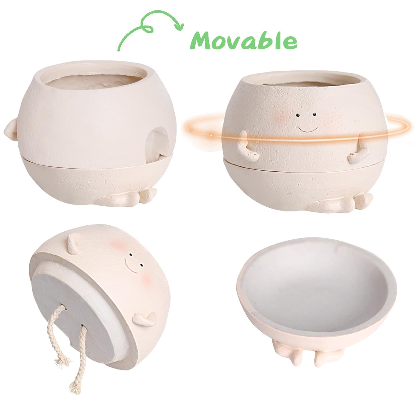 Pricetail Smiley Face Self Watering Planter Pots for Indoor Outdoor Plant with Drainage Hole, Cheerful Kids Face Planters Pots Lovely Gift for Mother's Day, Christmas
