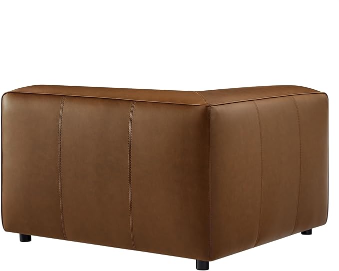 Modway Auren Vegan Leather Corner Modular Chair in Coffee