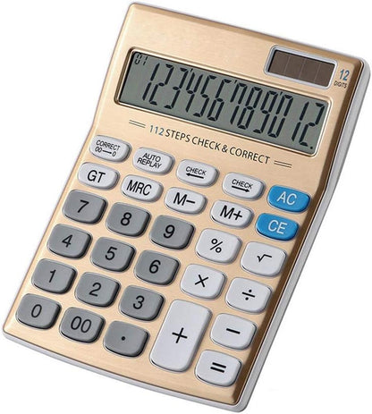 Meichoon Desktop Calculator Standard Function Solar Battery Dual Power with 12 Digit Large LCD Display Basic Calculating Machine for Office/Home Elegant Design KA05