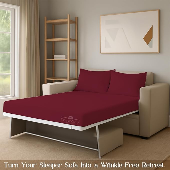 Sleeper Sofa Bed Sheet, 100% Cotton 400 Thread Count, 4 Piece Set, Deep Pocket