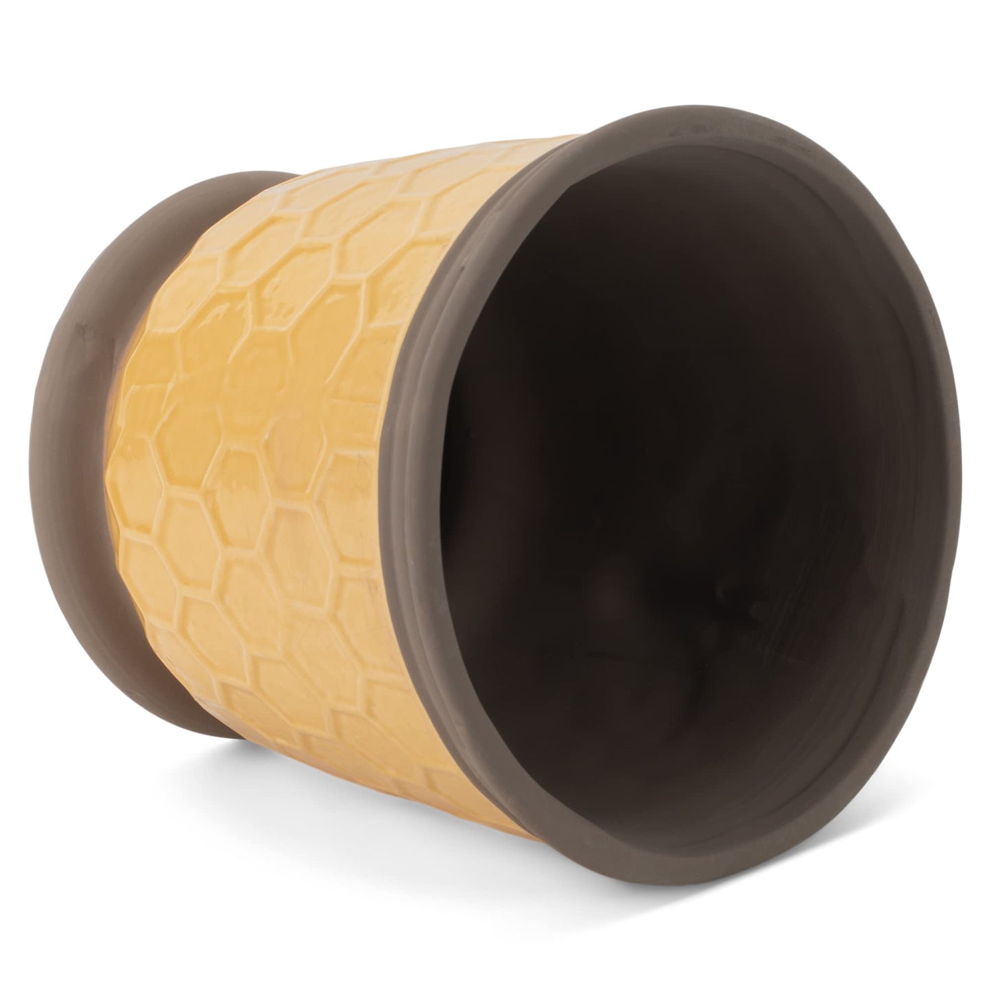 Napco 21881 Industrial Vintage-Honeycomb Bee Ceramic Planter/Cache Pot, Round 4.75 x 4.75 x 4.75 Inch