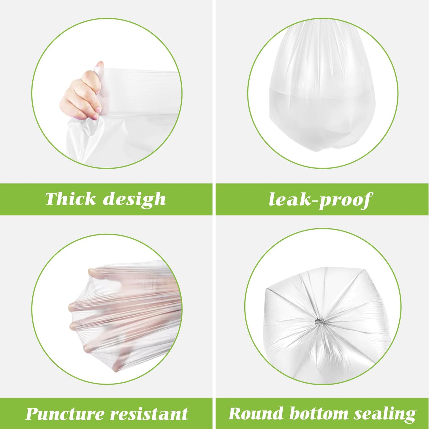 8 Gallon 330 Counts Unscented Medium Trash Bags,Fit 7,8,9,10 Gal Garbage Bags by Teivio, 30 Liter Thick Bathroom Can Bin Liners,Plastic Bags for Home Office Kitchen, Clear