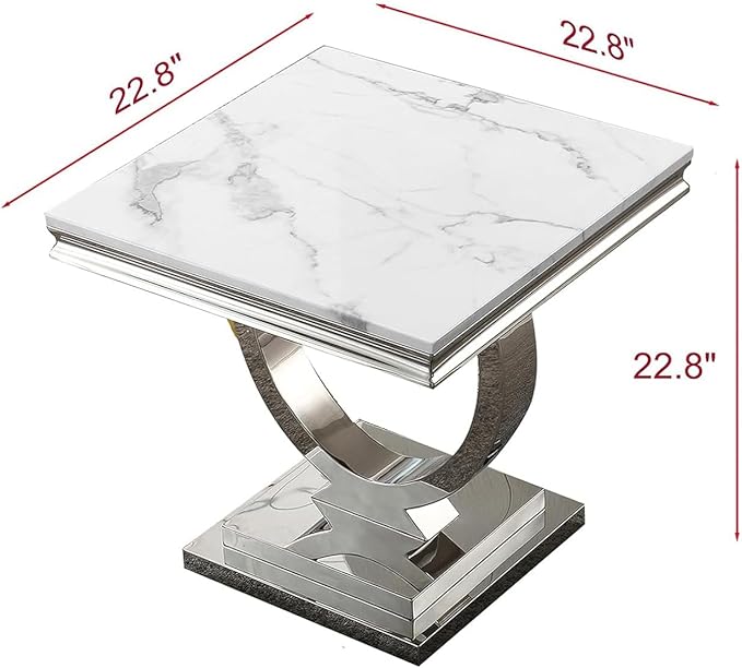 Henf Marble End Table Modern White Faux Marble Sofa Side Table