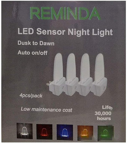 4 Pack Night Light Lamp with Dusk to Dawn Sensor, Plug in, Blue Led Night Light