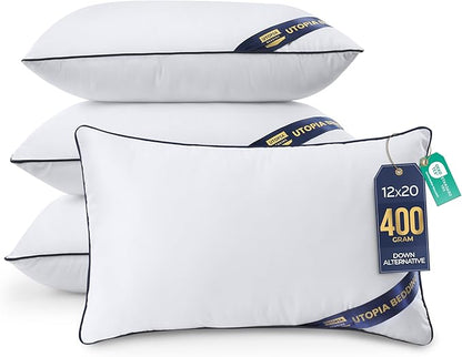 Utopia Bedding Throw Pillow Inserts (Pack of 4, White), 12 x 20 Inches Decorative Indoor Pillows for Sofa, Bed, Couch, Cushion Sham Stuffer