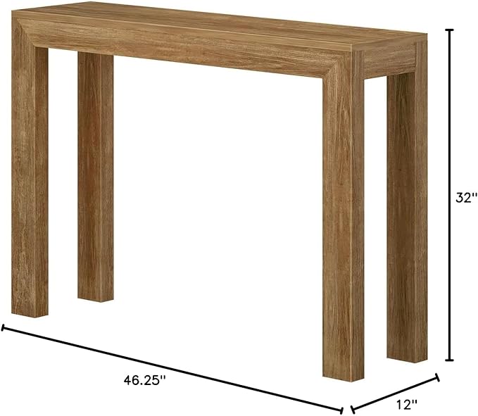 Plank+Beam Modern Solid Wood Console Table, 46 Inch, Sofa Table, Narrow