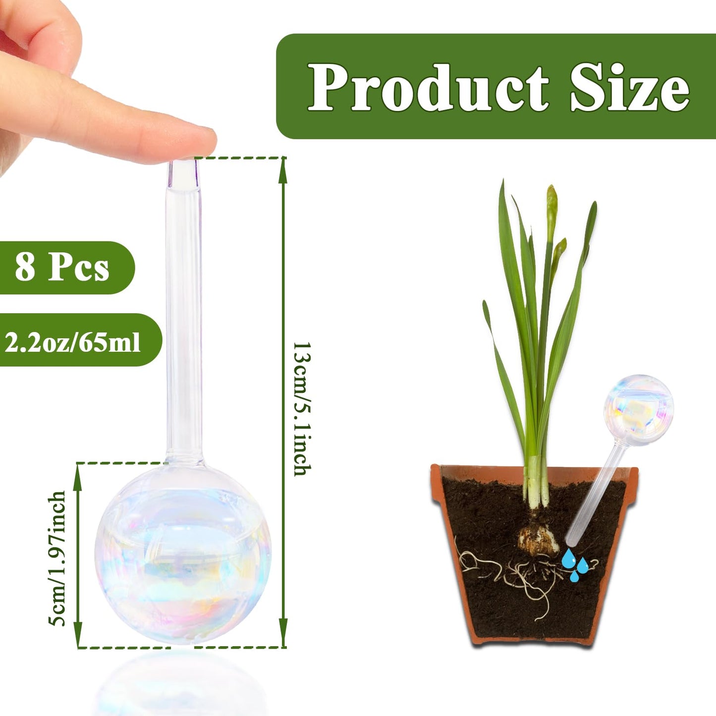 Pynqdfu 8 Pcs Plant Watering Globes,Glass Rainbow Gradient Plant Watering Globes,Self Watering Planter Insert,Automatic Plant Watering Devices for Indoor Outdoor,Flowerpot,Hanging Plants,Home Garden