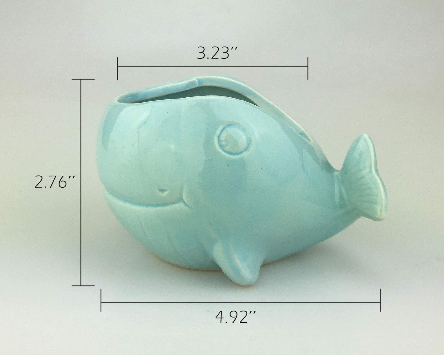 VanEnjoy 5" Ocean Blue Whale Ceramic Succulent Pot, Medium (3.86 x 4.64 x 2.87 inches), Indoor Use