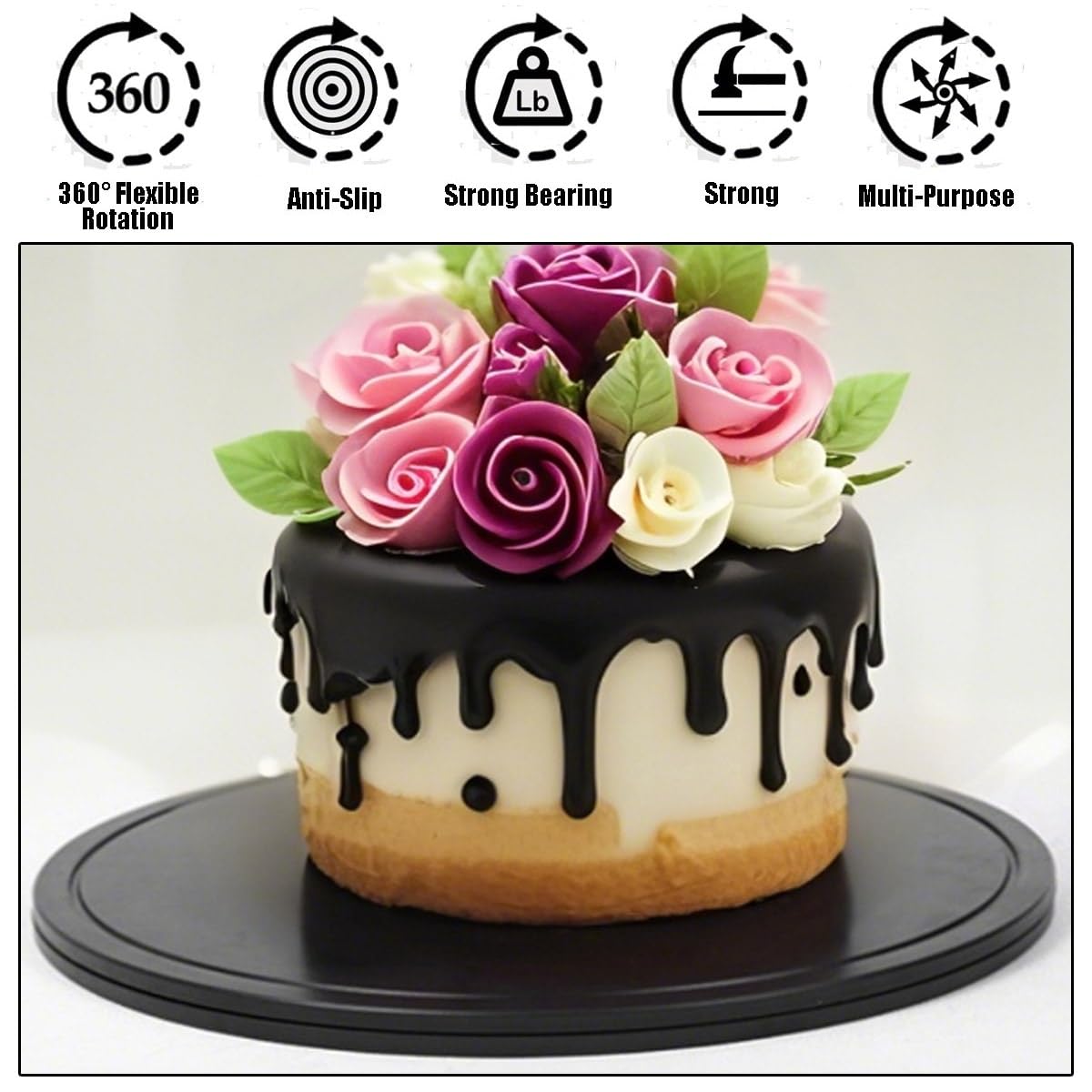 2 Pack Rotating Swivel Stand Turntable, Heavy Duty Swivel Base Rotating Platform with Steel Ball Bearings, Lazy Susan Round Rotating Stand for TV, Speakers, Bonsai, Sculpture