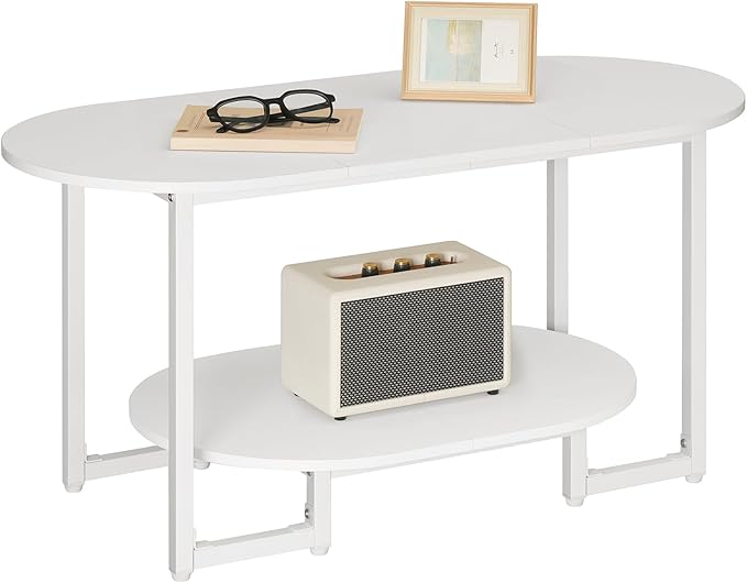 HOOBRO Coffee Table for Living Room, Oval Small Coffee Table