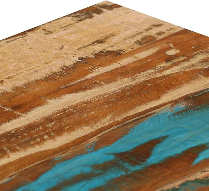 Rustic Multicolor Coffee Table, Solid Reclaimed Wood, Sturdy Steel Legs