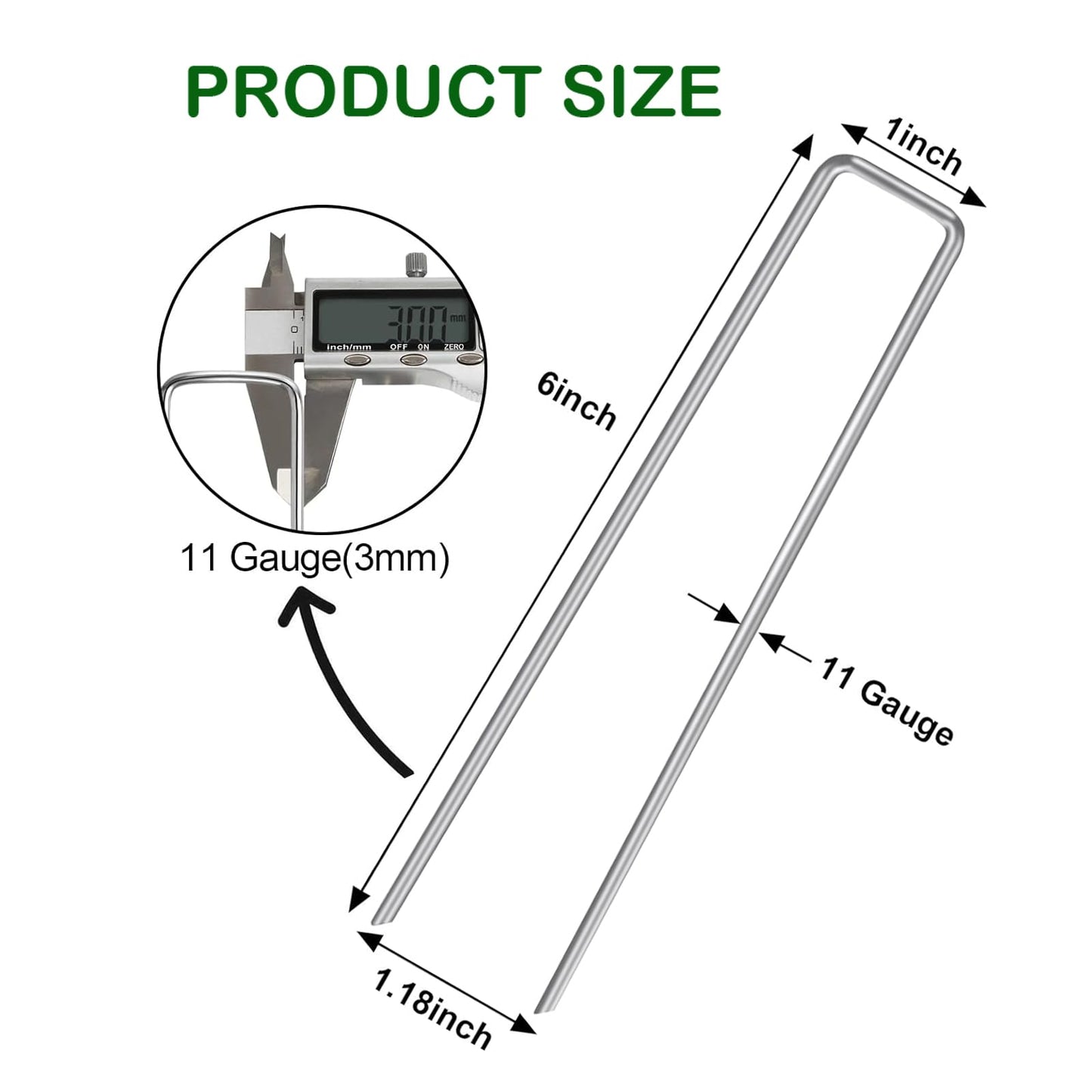 BEBEKULA 200 Pack 6 Inch Garden Stakes, Galvanized Landscape Staples for Weed Barrier Fabric, Heavy Duty Sod Pins Securing Pegs Netting Ground Sheets and Fleece, Ground Cover, Irrigation Tubing