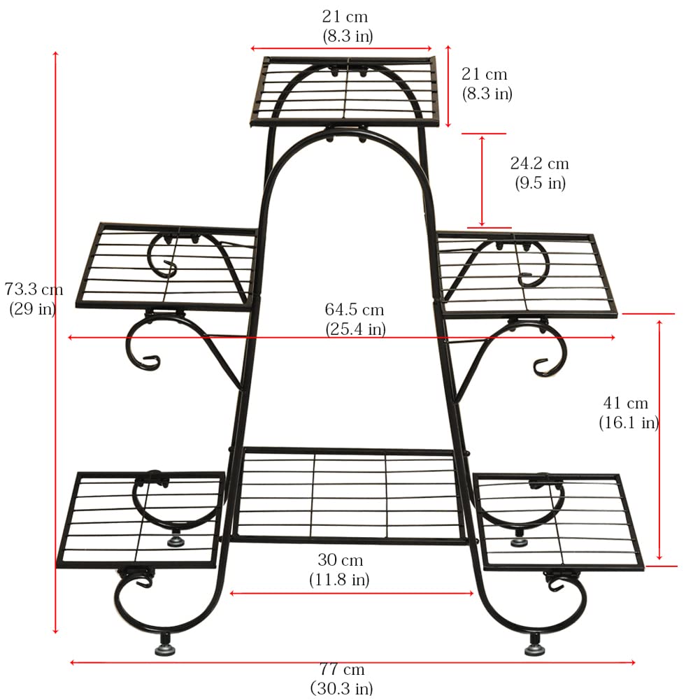 Cre Cra 6 Tier Plant Stand Metal Flower Pot Holder Plant Display Stand Indoor Outdoor Patio Flower Shelves Plant Rack