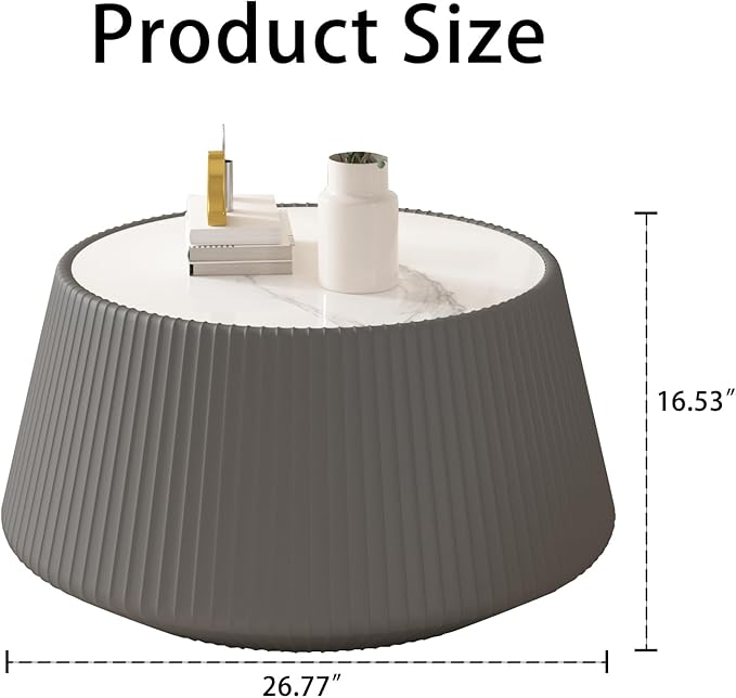26.77" Marble Coffee Table, Modern Cup Shaped Coffee Table