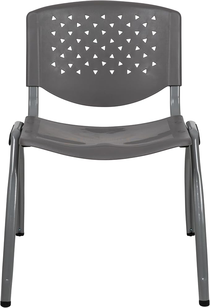 Flash Furniture HERCULES Series 880 lb. Capacity Gray Plastic Stack Chair