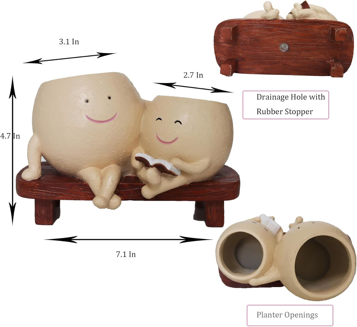 Aoipend Smily Face Planter Pot Smile Face Planter for Indoor Outdoor Plant Head Resin Flower Pots for String of Pearls Plant Live Gift IdeaI for Mother Day Valentine's Day