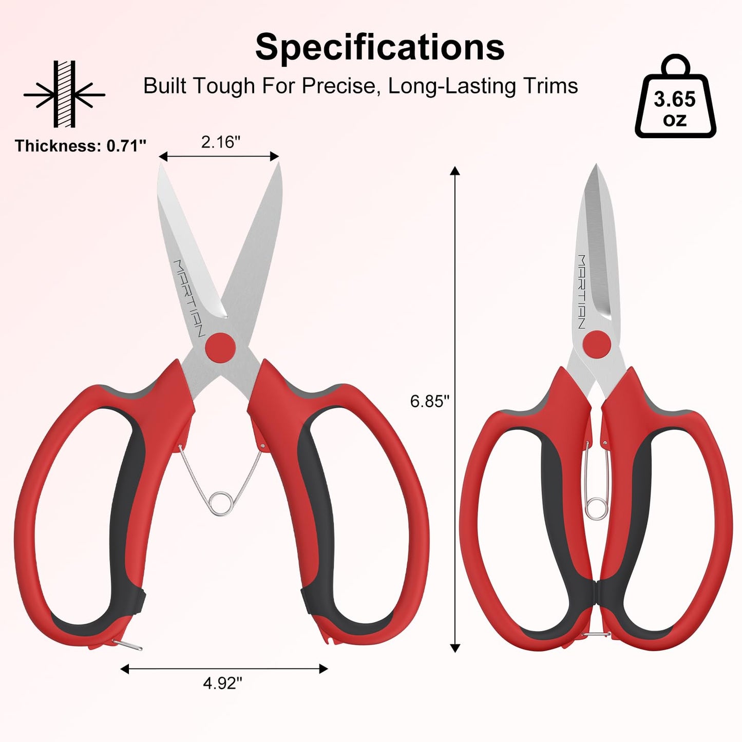 Florist Scissors – Japanese 420 J2 Stainless Steel Blades, Sharp Precision Shears for Flower Arranging, Stem Cutting & Crafting | Ergonomic Grip