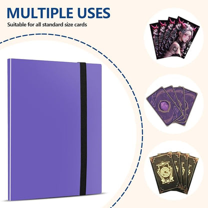 Card Binder, EDUDIIU 9 Pockets Premium Trading Card Binders, Cards Collection Binder Album, Side Loading Yugioh Holder Book for Sport, Football, Baseball Collector - Purple